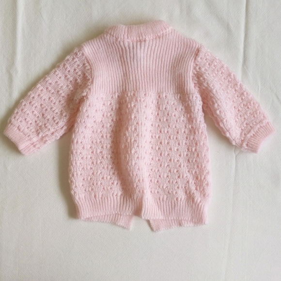 baby mode signature pink acrylic knit cardigan sweater 0-6 months baby girl - Picture 6 of 6